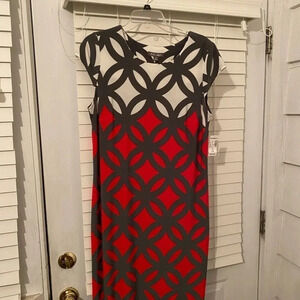 Roz & Ali Women’s Gray and Red Short Sleeve Dress Size 14